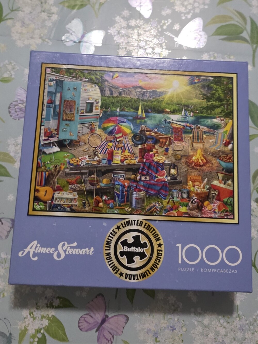NIB Buffalo Games Aimee Stewart 1000-Piece Jigsaw Puzzle - Pastel Blue Box